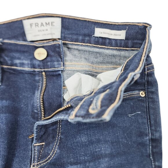 Frame Denim Jeans Le Skinny de Jeanne‎ Women's Size 24 Dark Wash Ankle Slit - Picture 5 of 13
